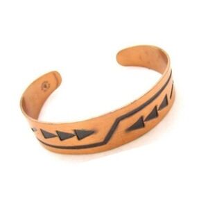 Vintage Signed‎ COPPER BELL Solid Copper Southwestern Design Cuff Bracelet